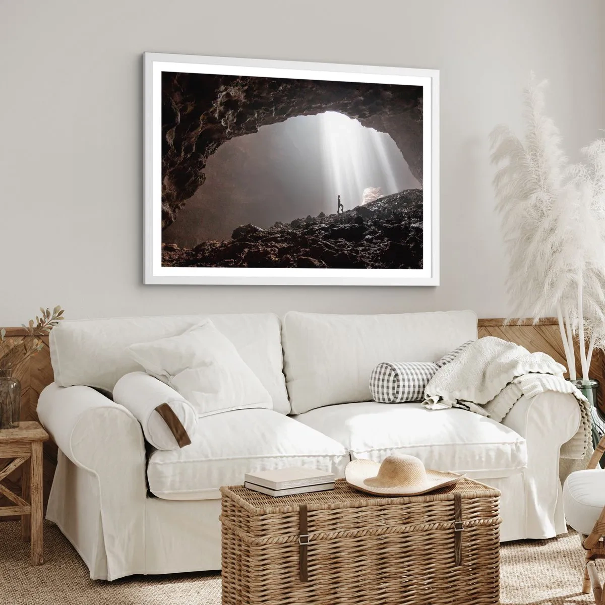Plakat i hvid ramme - Lysende grotte - 50x40 cm