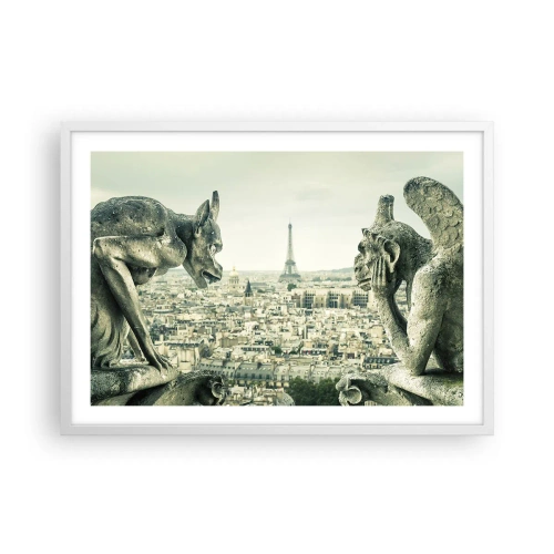 Plakat i hvid ramme - Parisisk chat - 70x50 cm