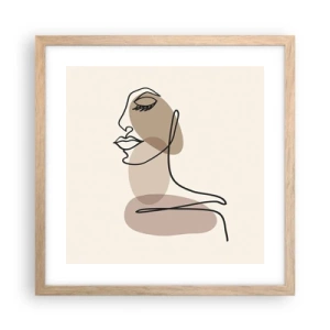 Plakat i ramme af lyst egetræ - Lytter til sig selv - 40x40 cm