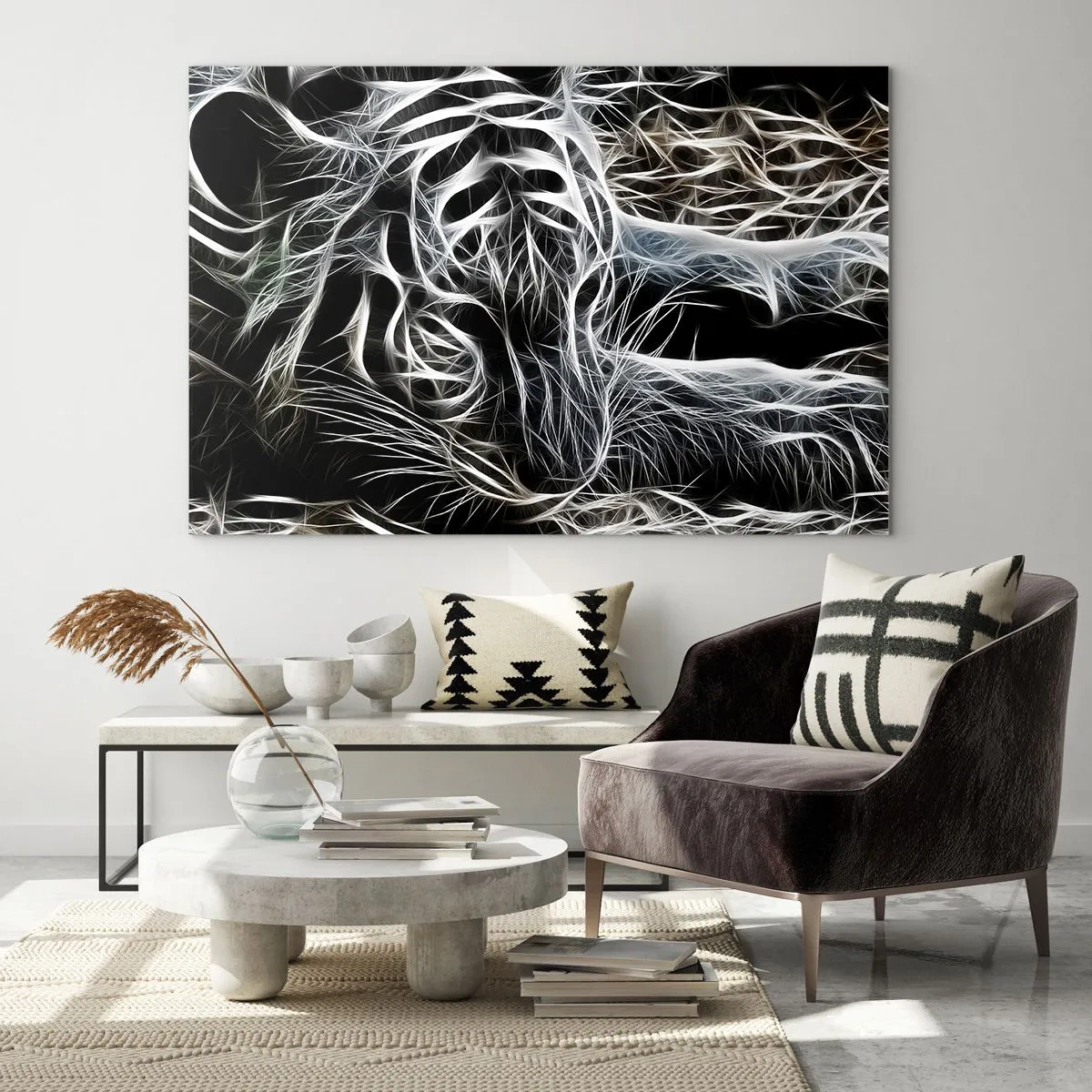 Billede på glas - En undersøgelse af kattens lethed - 120x80 cm