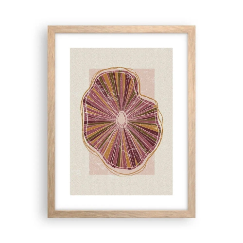 Plakat i ramme af lyst egetræ - Strålende abstraktion - 30x40 cm