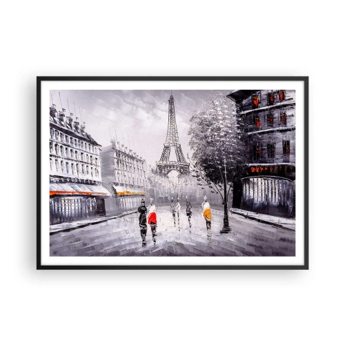 Plakat i sort ramme - En parisisk spadseretur - 100x70 cm