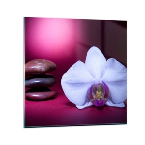 Billede på glas - En undersøgelse af friskhed i lilla - 70x70 cm