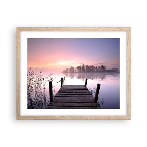Plakat i ramme af lyst egetræ - Ud af den lilla tåge... - 50x40 cm