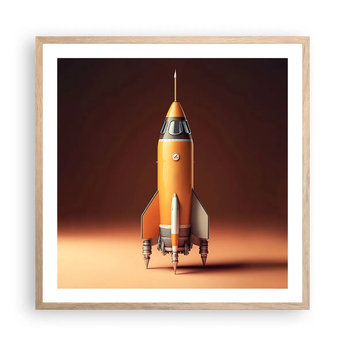 Plakat i ramme af lyst egetræ - Det begynder med en drøm - 60x60 cm