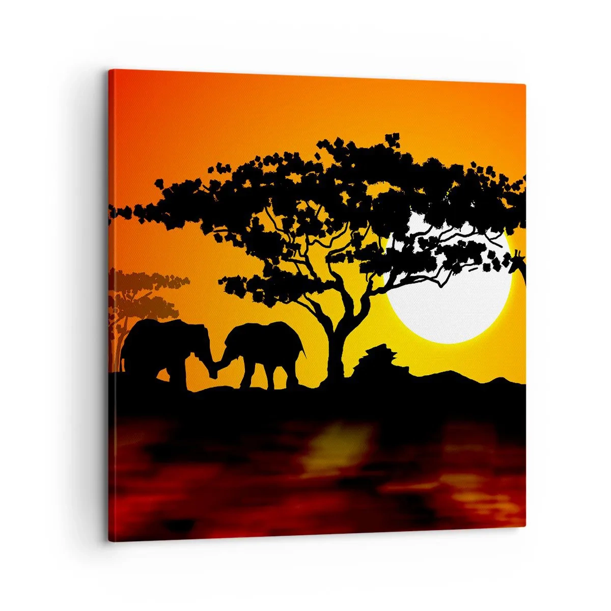 Lærredstryk - Billede på lærred - Møde på savannen - 60x60 cm