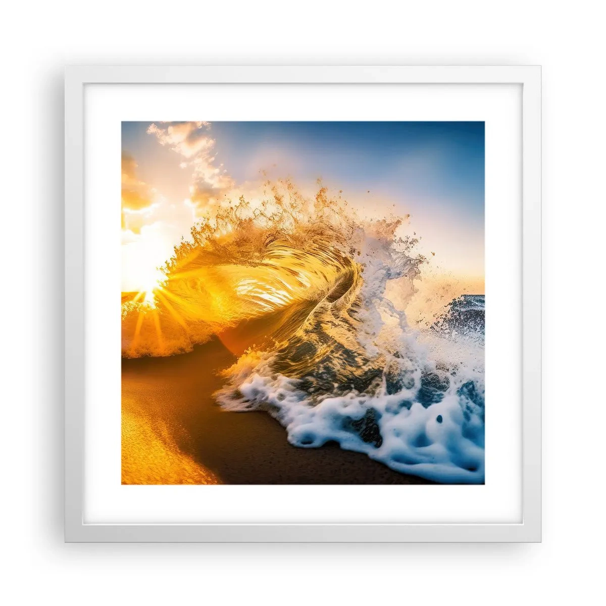 Plakat i hvid ramme - Leg på sandet - 40x40 cm