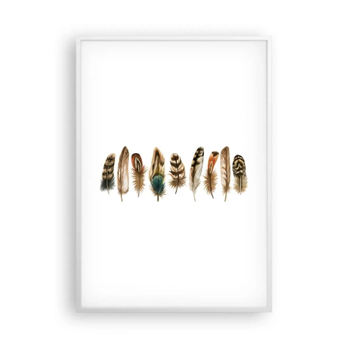 Plakat i hvid ramme - Variation med fjer - 70x100 cm