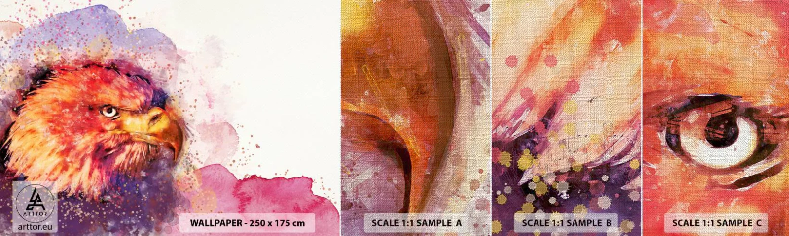 Prøve Fototapet Premium Canvas - Du vil ikke vide, hvad jeg tænker på - Abstraktion, Fugl, Ørn - 100x30 cm