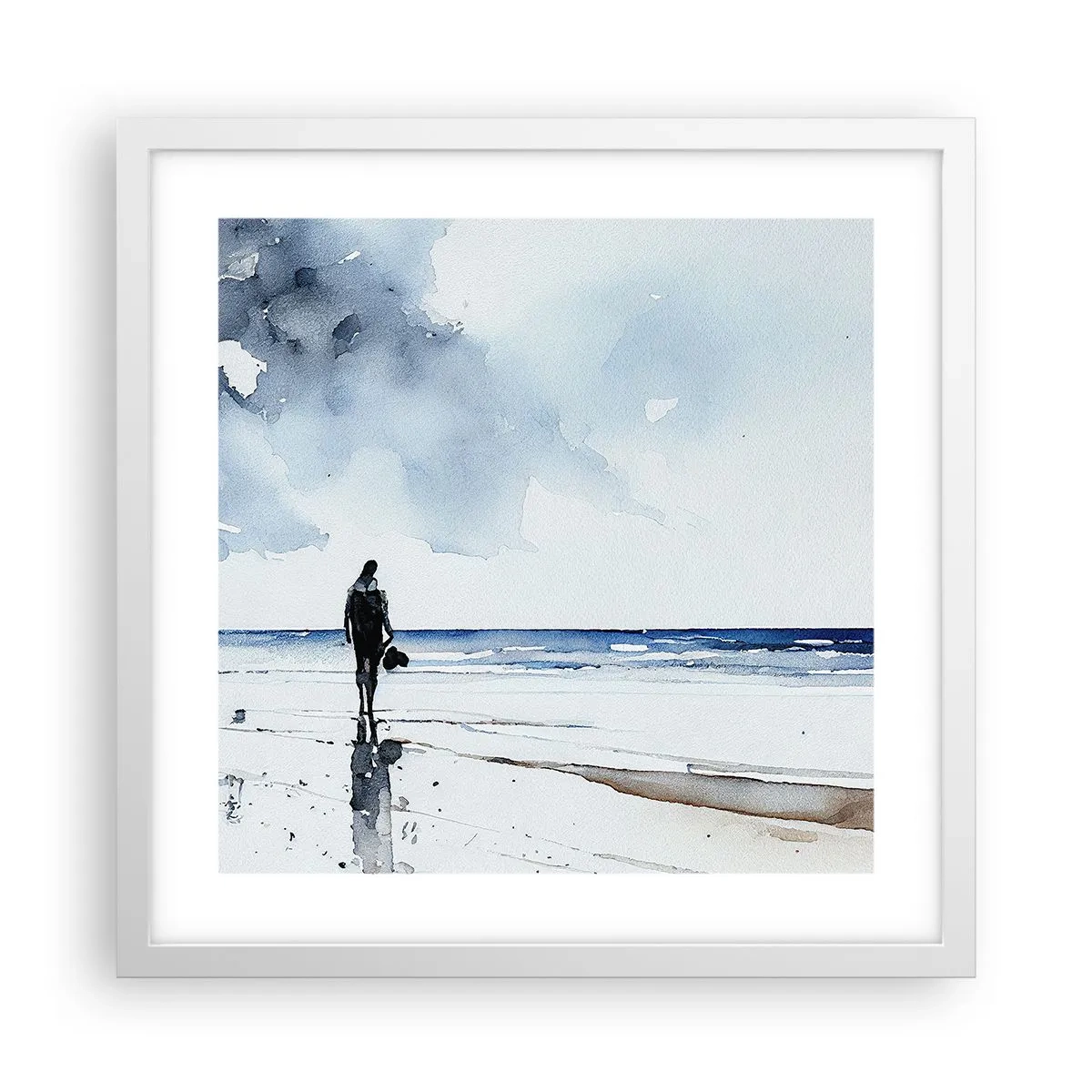 Plakat i hvid ramme - Samtale med havet - 40x40 cm
