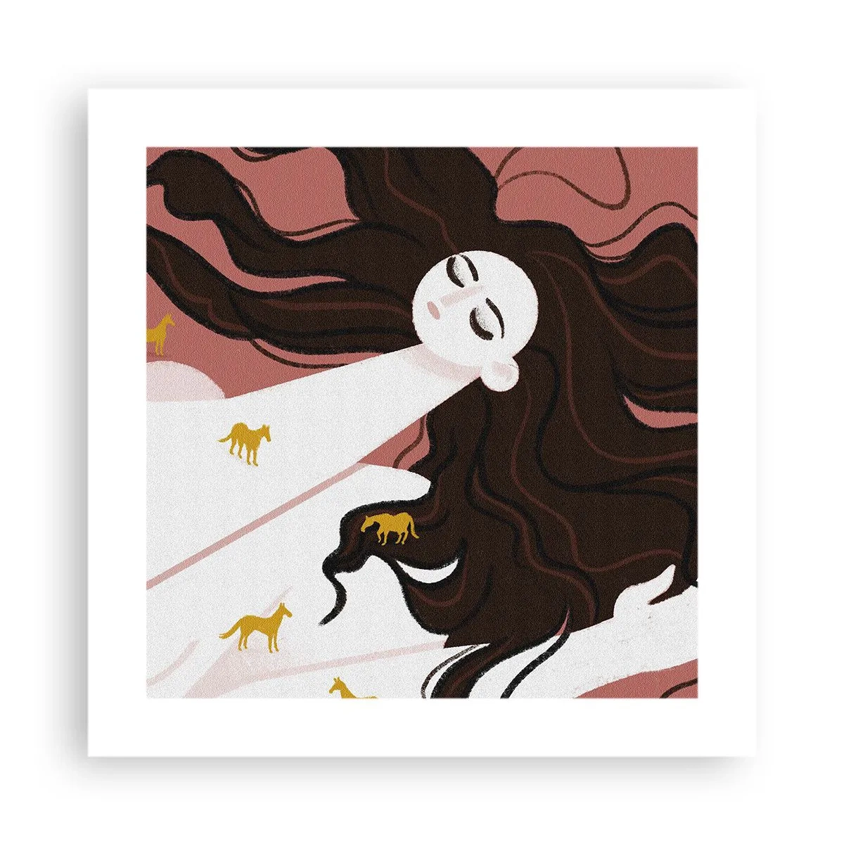 Plakat - Drøm om en gylden hest - 40x40 cm