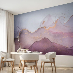 Fototapet Premium Sand - Lilla og violette bølger - Abstraktion, Stykke, Moderne kunst. - 100x70 cm