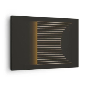 Lærredstryk - Billede på lærred - Geometrisk mønster med striber på en mørk baggrund - 70x50cm - Udforsk mørket - Moderne vægdekoration til stue og soveværelse ARTTOR