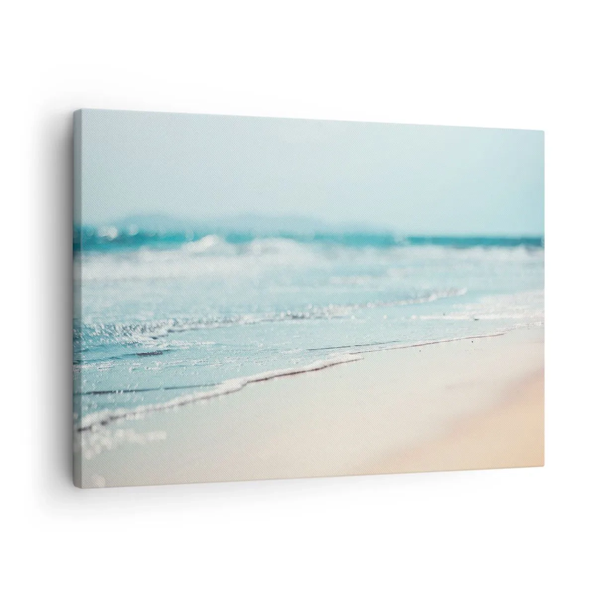 Lærredstryk - Billede på lærred - Blide havbølger på en sandstrand - 70x50cm - Varme og støj - Moderne vægdekoration til stue og soveværelse ARTTOR