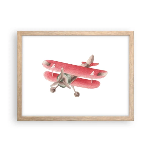 Plakat i ramme af lyst egetræ - Klar til at flyve højt - 40x30 cm