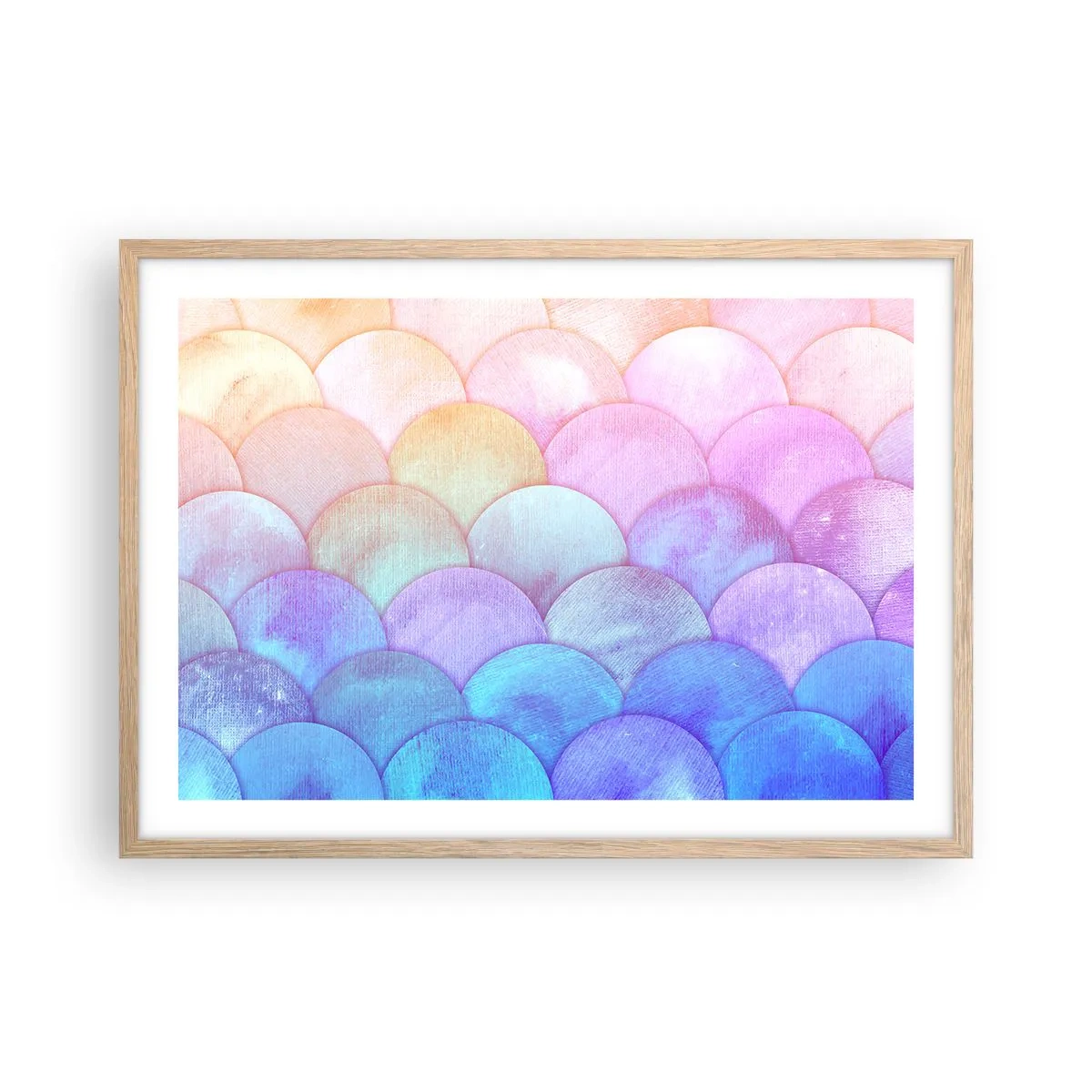 Plakat i ramme af lyst egetræ - Perleskaller - 70x50 cm