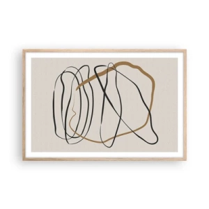 Plakat i ramme af lyst egetræ - Komposition - dans i besiddelse - 91x61 cm