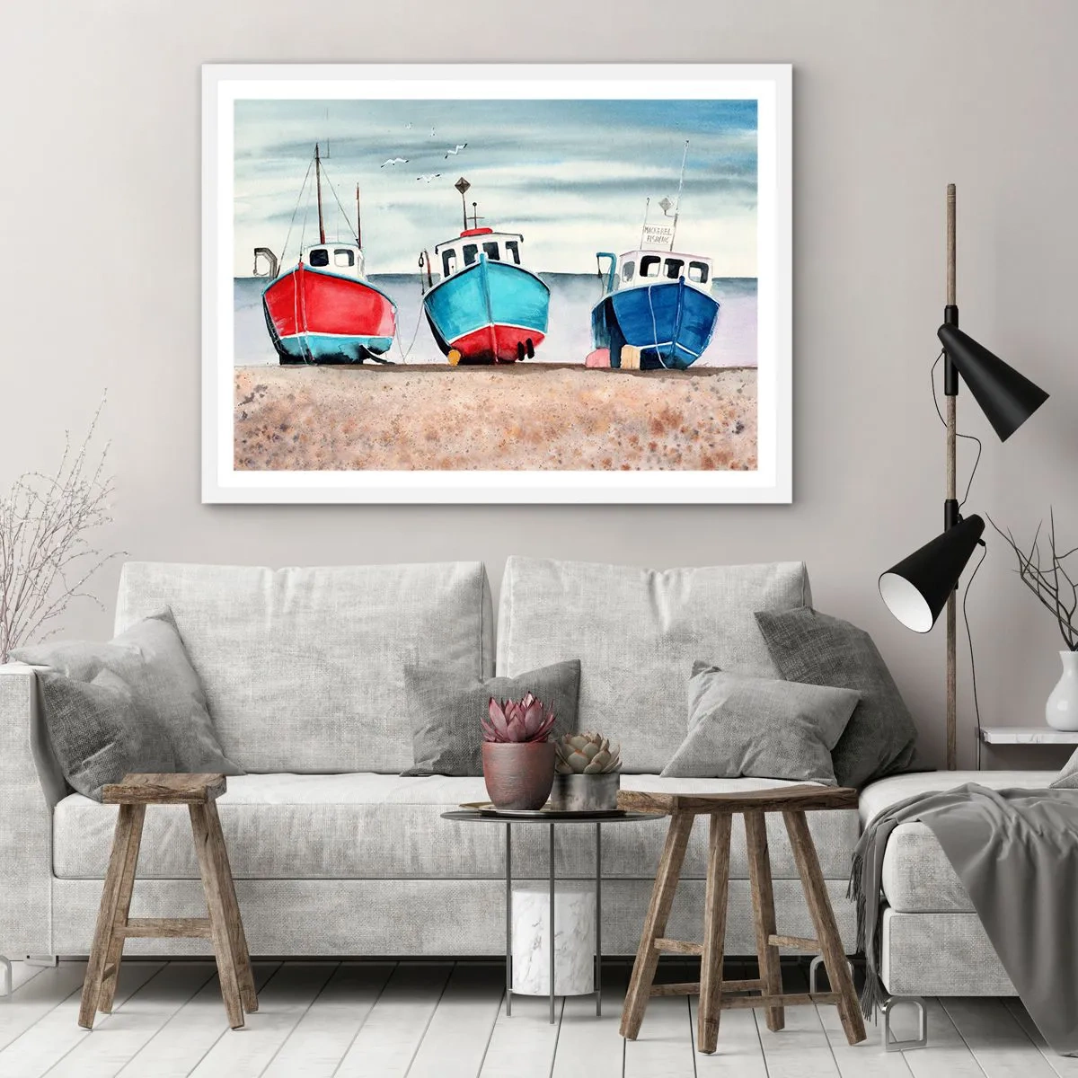 Plakat i hvid ramme - Klar til at fange - 91x61 cm