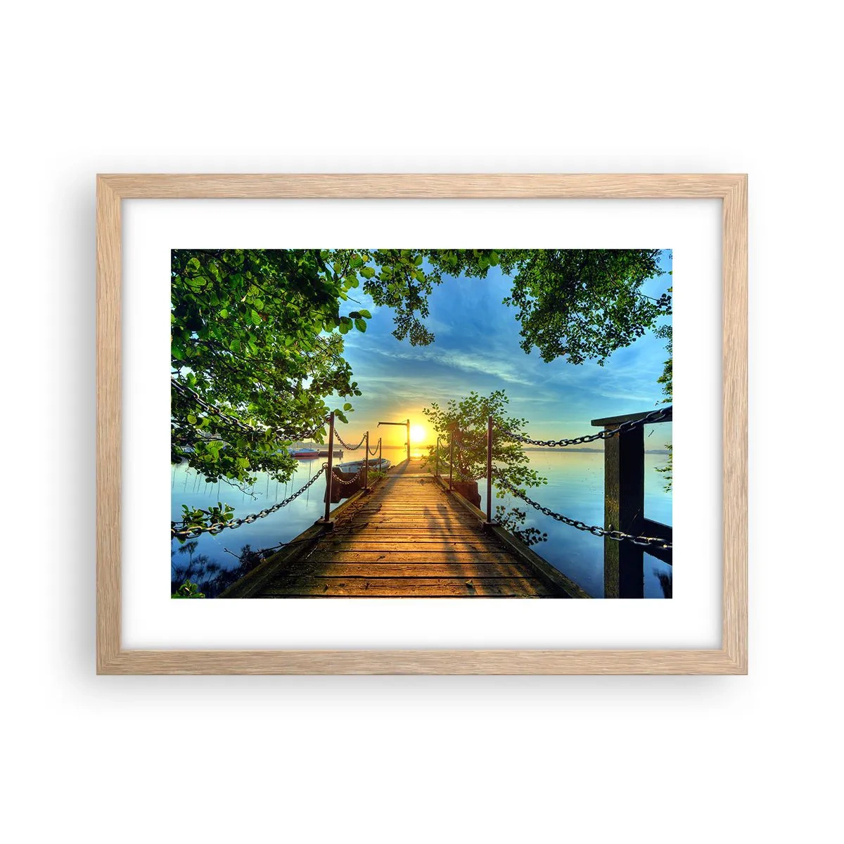 Plakat i ramme af lyst egetræ - Mod vest ved vandet - 40x30 cm
