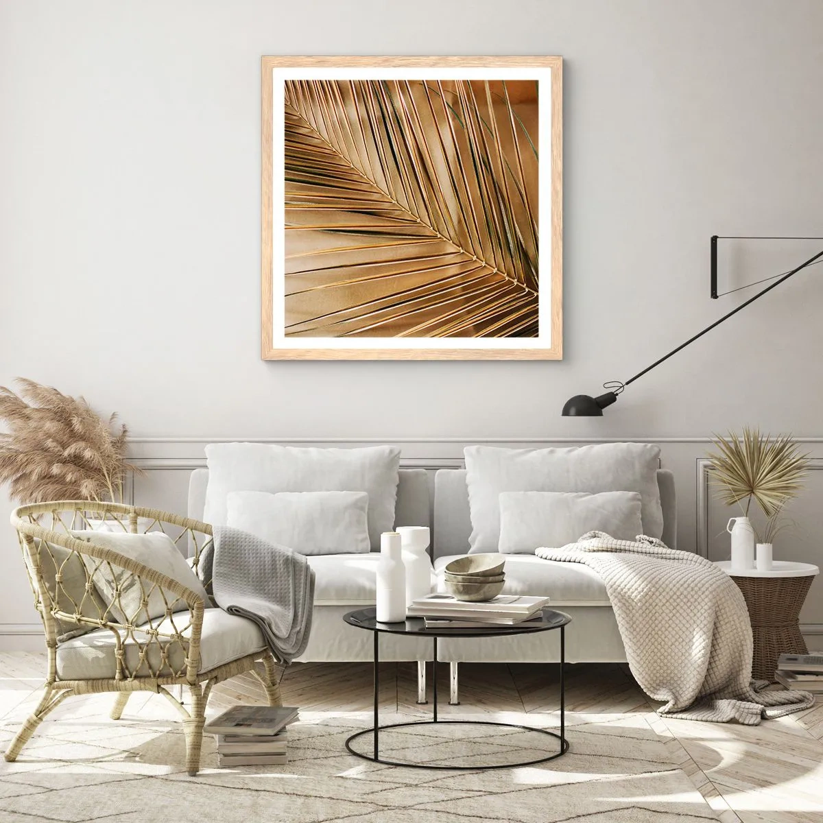 Plakat i ramme af lyst egetræ - Naturlig kolonnade - 50x50 cm