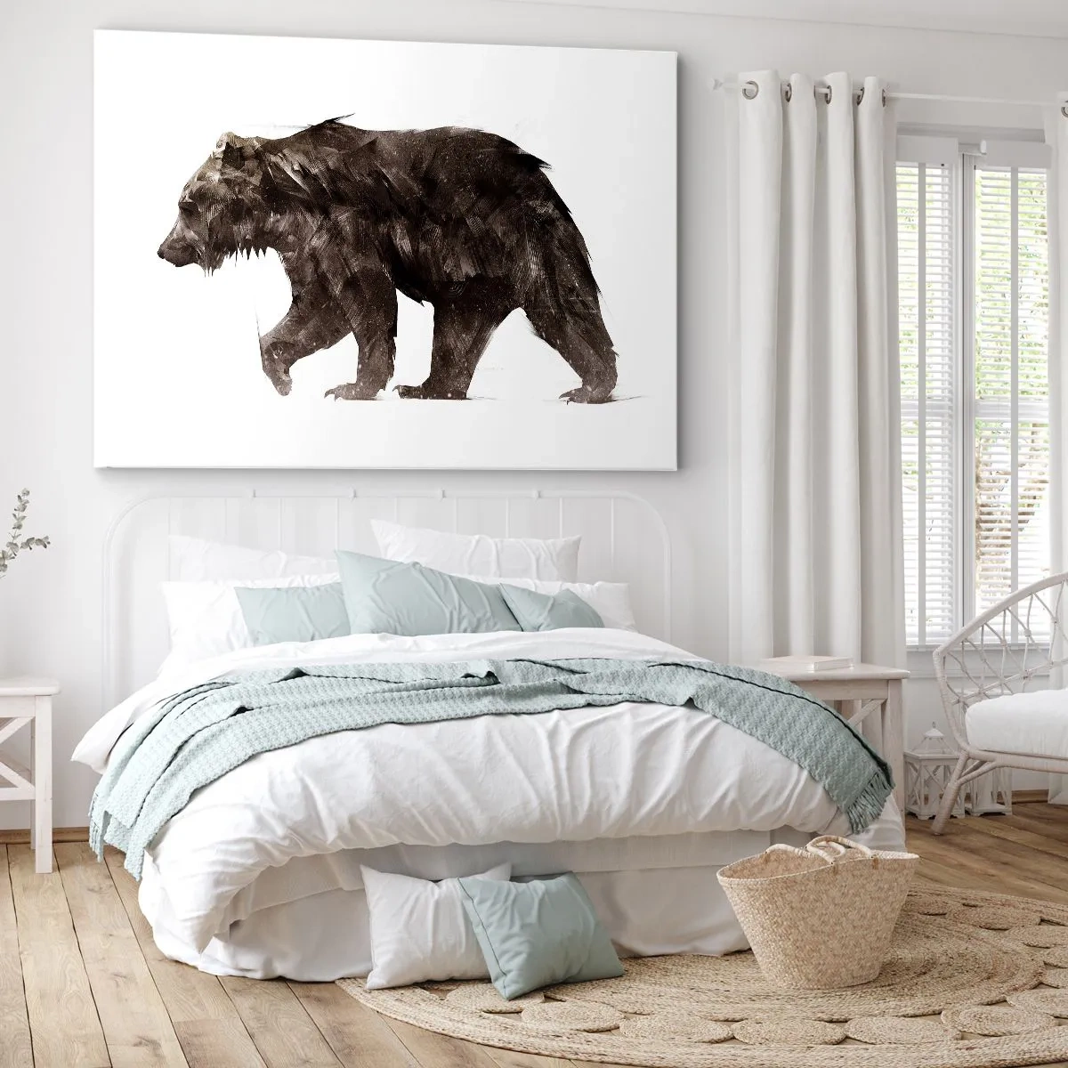 Lærredstryk - Billede på lærred - Kunstnerisk silhuet af en bjørn - 70x50cm - Jeg går altid med ægte pels! - Moderne vægdekoration til stue og soveværelse ARTTOR