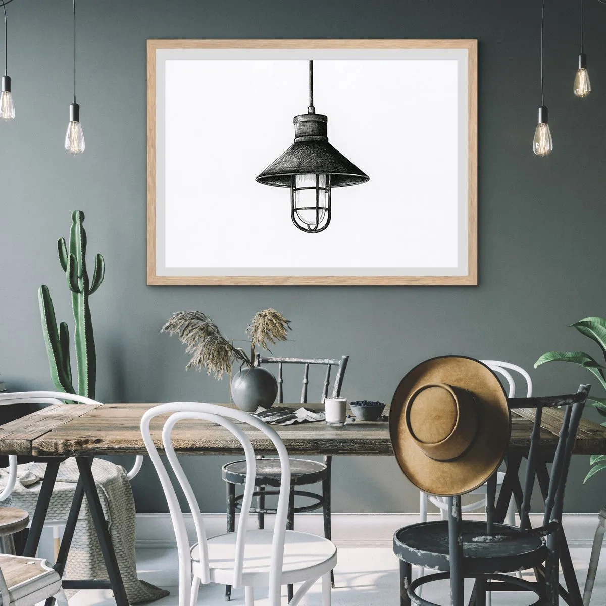 Plakat i ramme af lyst egetræ - Som for mange år siden... - 50x40 cm