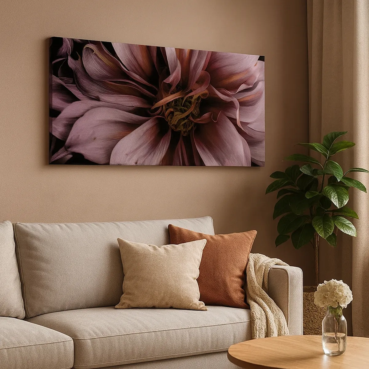 Lærredstryk - Billede på lærred - Blomstret hjerte - 30x30 cm