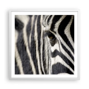 Plakat i hvid ramme - Stribet portræt - 60x60 cm