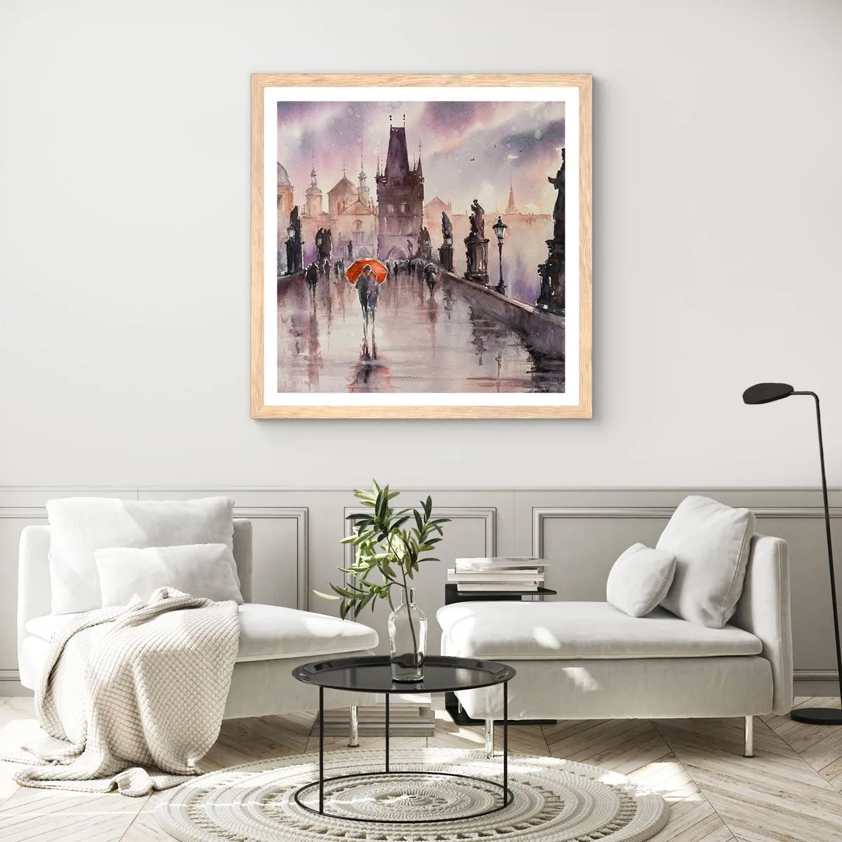 Plakat i ramme af lyst egetræ - Folk forandrer sig ikke - 40x40 cm