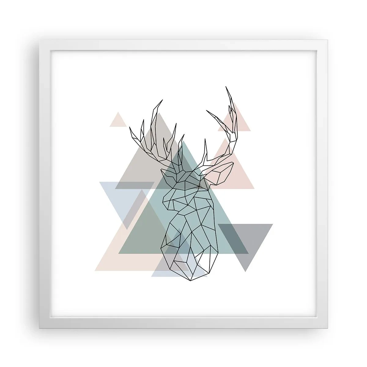 Plakat i hvid ramme - I en geometrisk skov - 40x40 cm