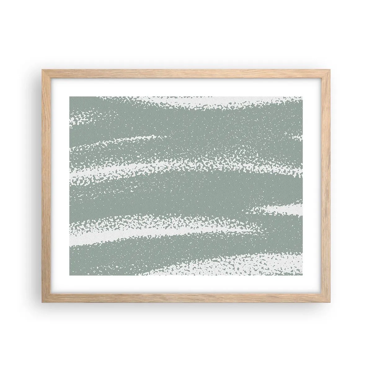 Plakat i ramme af lyst egetræ - Abstraktion i vinterstemning - 50x40 cm