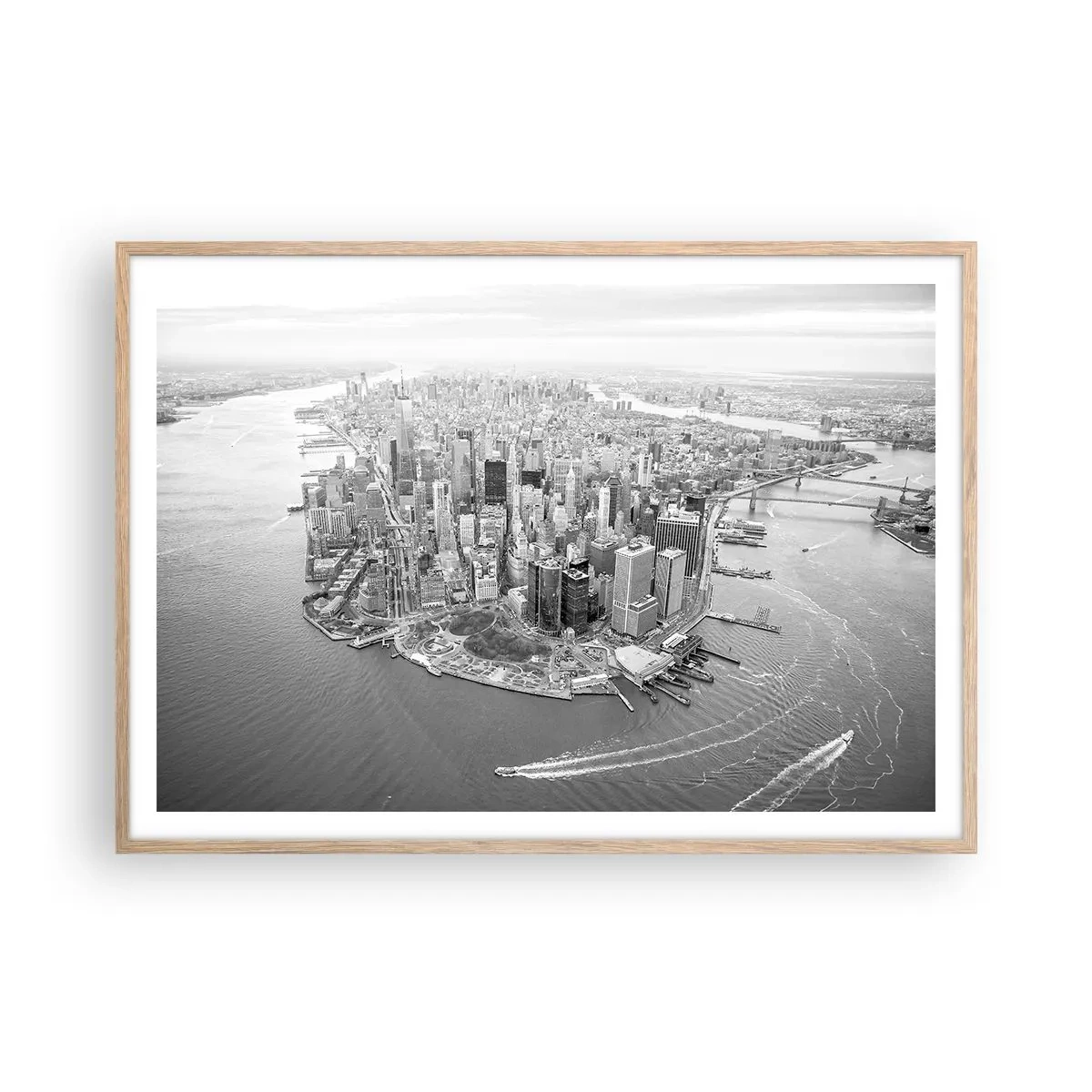 Plakat i ramme af lyst egetræ - Hvordan kan man ikke elske? - 100x70 cm