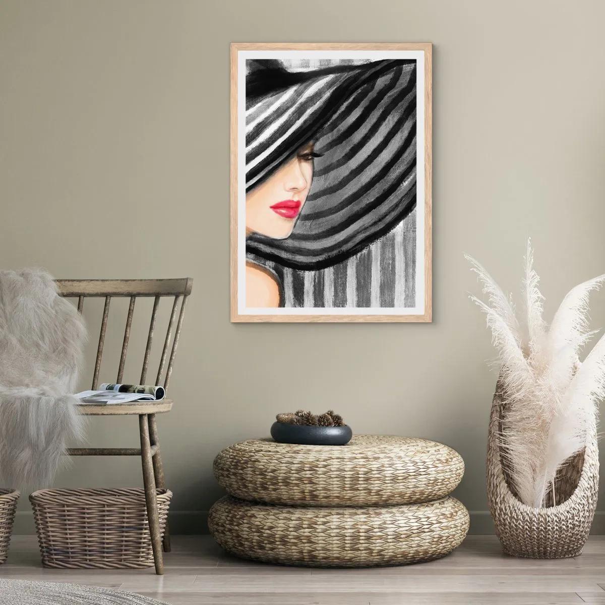 Plakat i ramme af lyst egetræ - Hvor kan jeg finde dig? - 40x50 cm