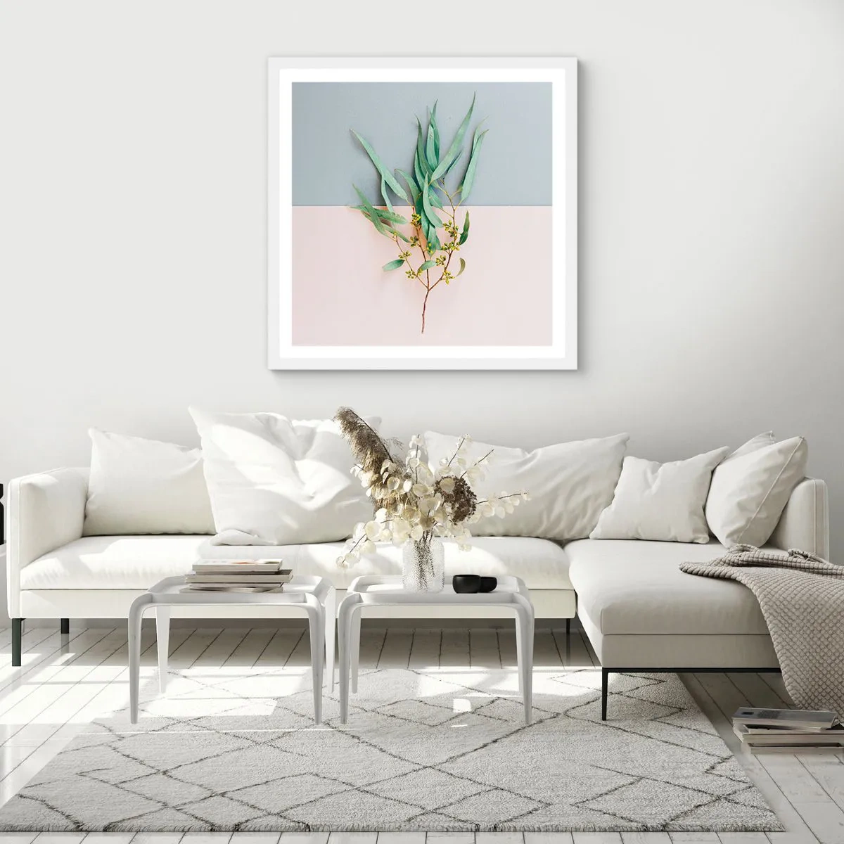 Plakat i hvid ramme - Pastelfarvernes subtilitet - 60x60 cm