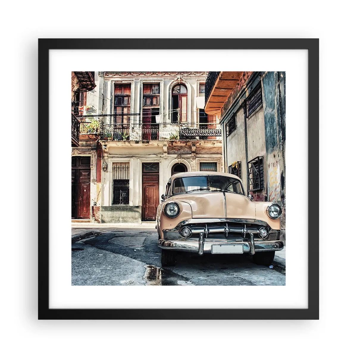 Plakat i sort ramme - Siesta i Havana - 40x40 cm