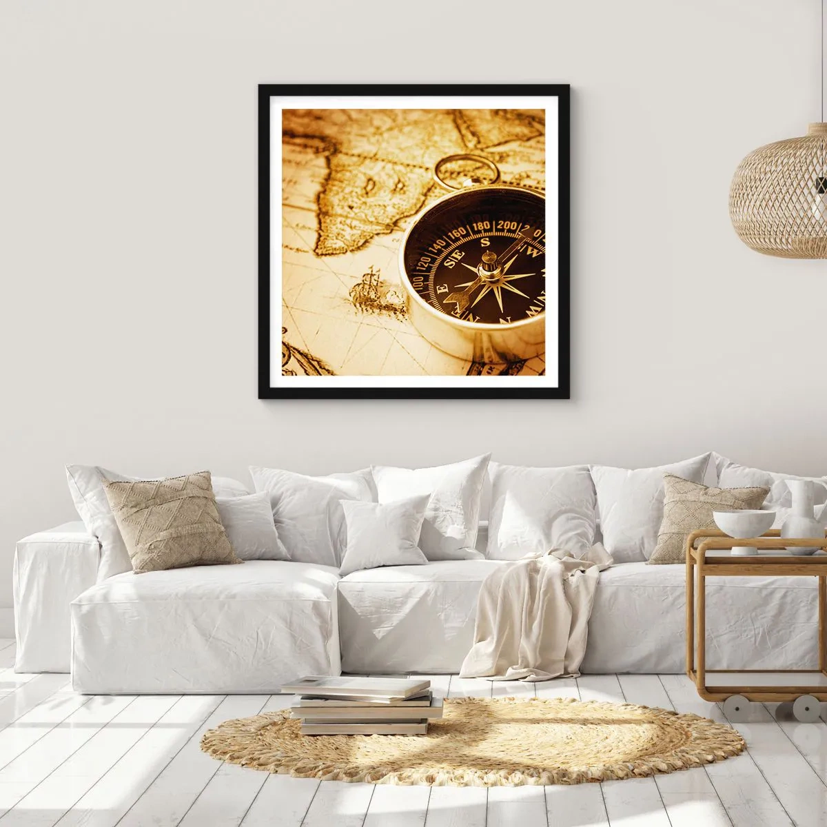 Plakat i sort ramme - Øst eller vest? - 50x50 cm