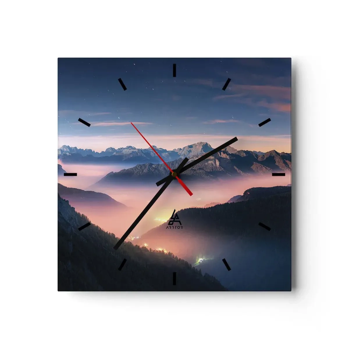 Vægur, Uret - Lys i dalene - 40x40 cm