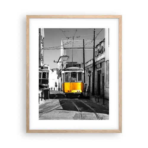 Plakat i ramme af lyst egetræ - Lissabons ånd - 40x50 cm