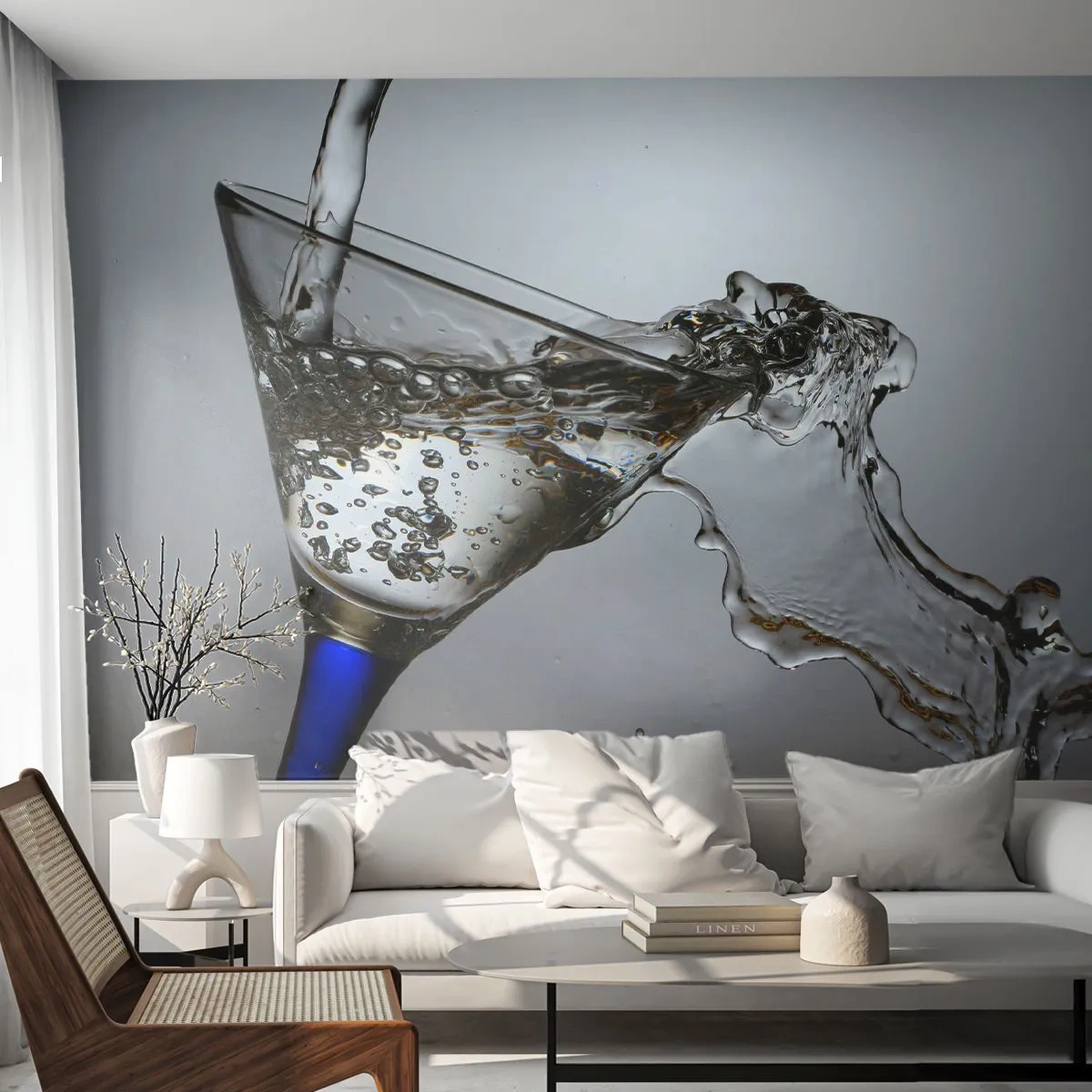 Fototapet Selvklæbende Deluxe Sticker - Krystalvand i krystalglas - Glas, Cocktail, Gastronomi - 200x140 cm