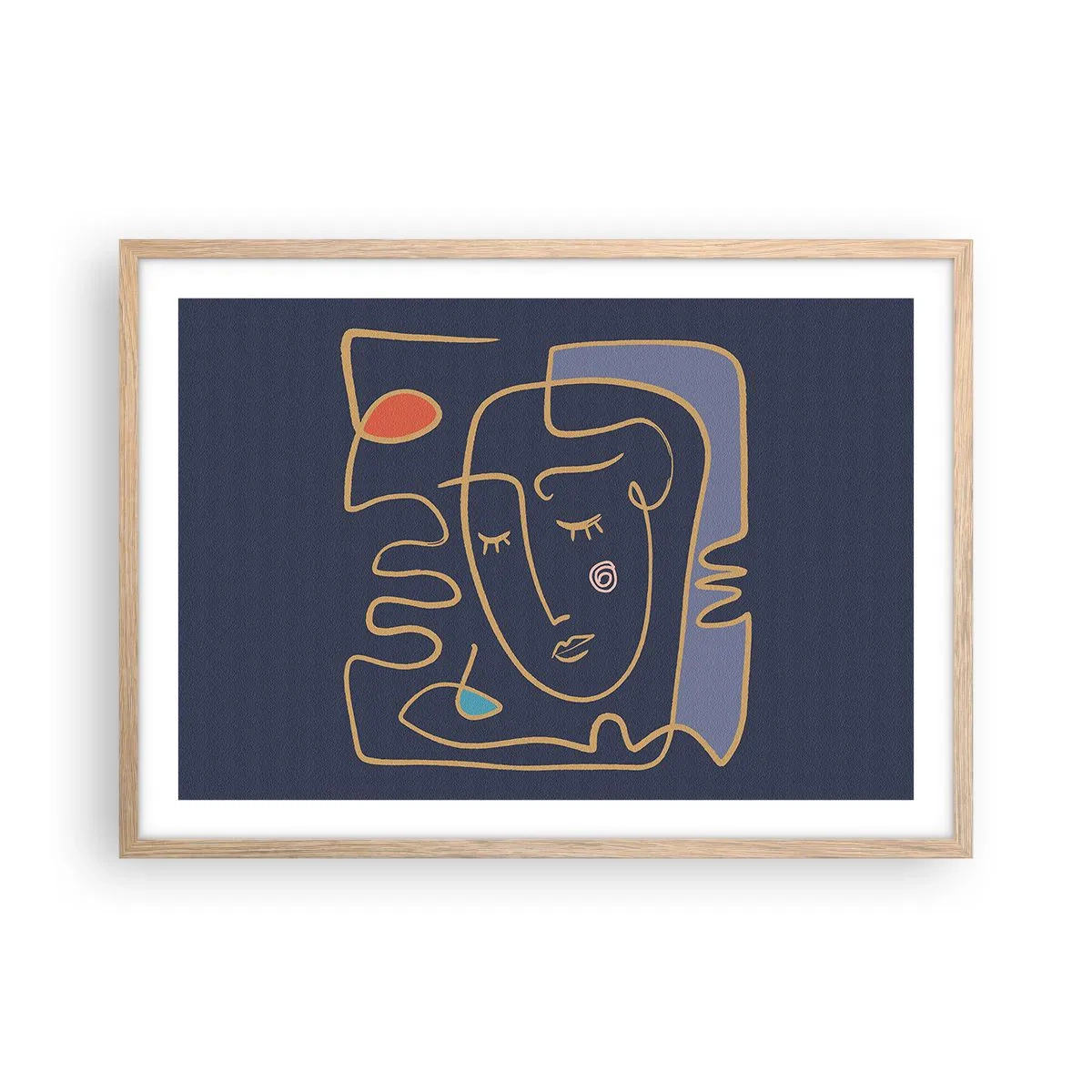 Plakat i ramme af lyst egetræ - I drømmerier - 70x50 cm