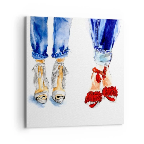 Lærredstryk - Billede på lærred - Hvorfor går vi ikke en tur? - 50x50 cm