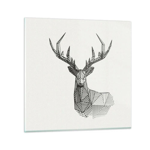 Billede på glas - Hjorte i kubistisk stil - 50x50 cm