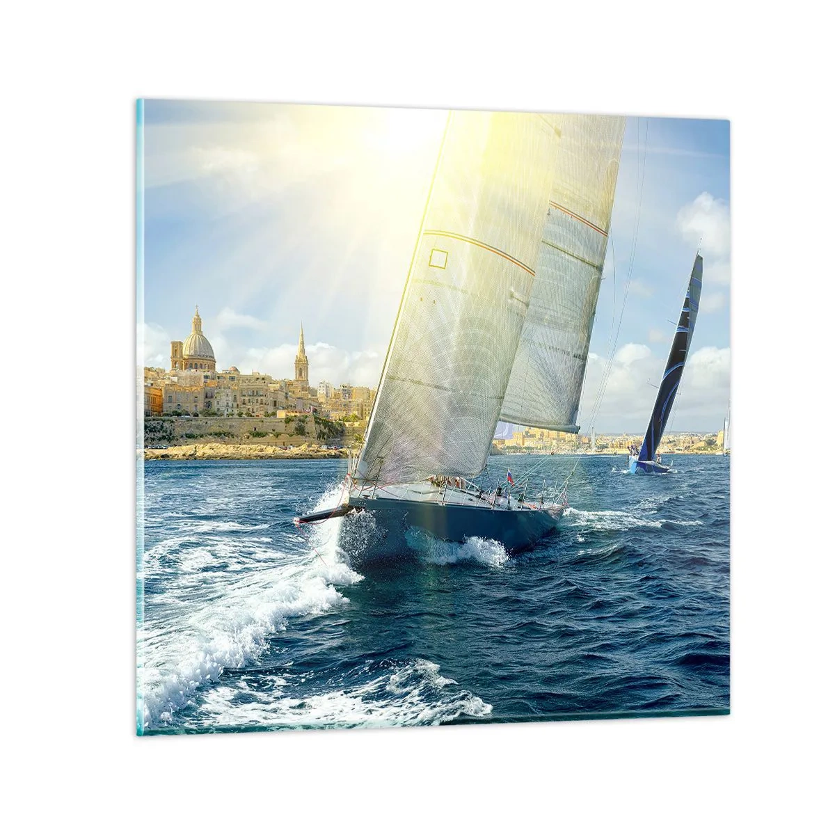 Billede på glas - Tid til at forlade byen - 70x70 cm