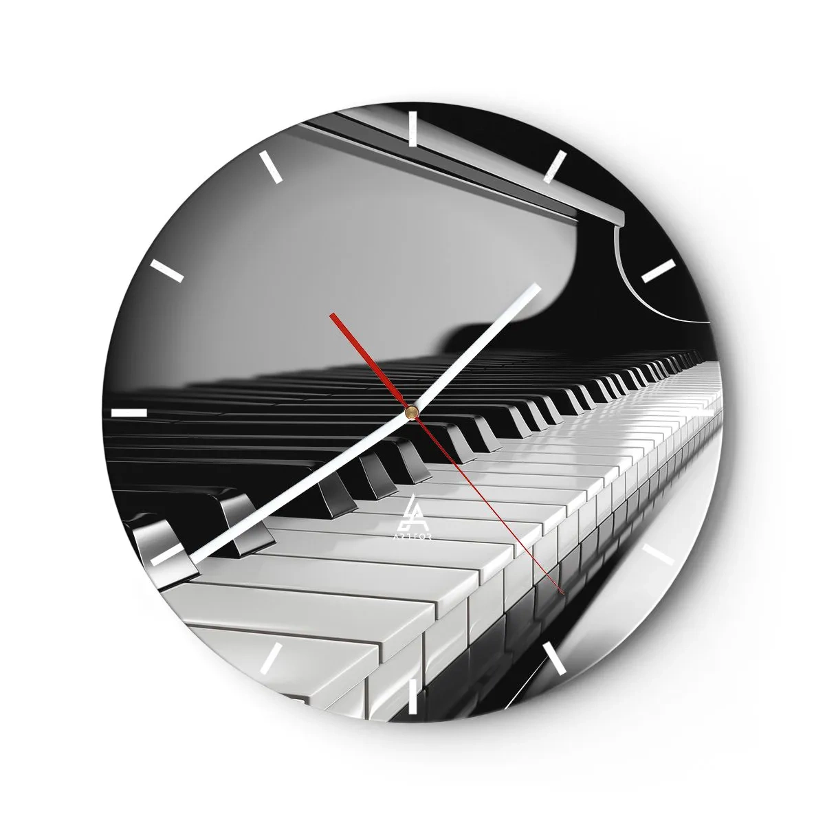 Vægur, Uret - Sort og hvidt klaver keyboard - 30x30cm - Harmoni af former og farver - Moderne vægdekoration til stue, køkken og soveværelse ARTTOR