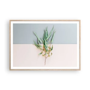Plakat i ramme af lyst egetræ - Pastelfarvernes subtilitet - 100x70 cm