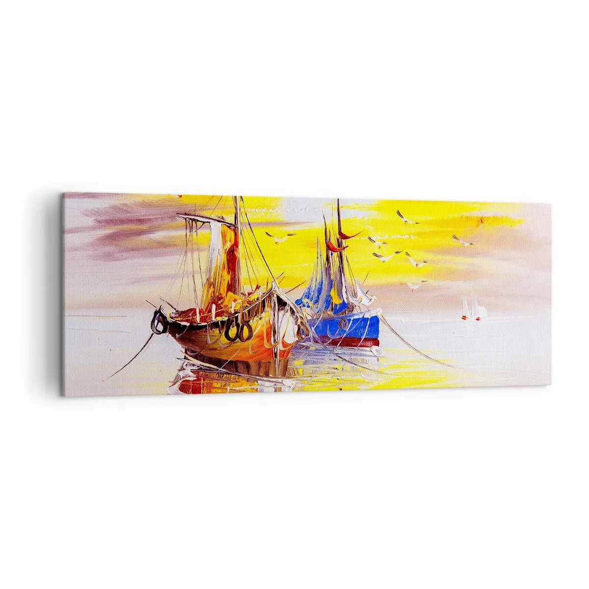 Lærredstryk - Billede på lærred - Et velfortjent hvil i havnen - 140x50 cm