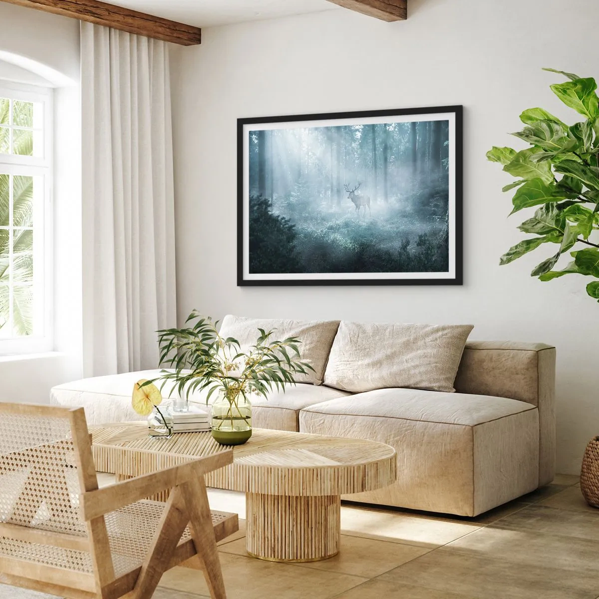 Plakat i sort ramme - Morgenvandring rundt på godset - 70x50 cm