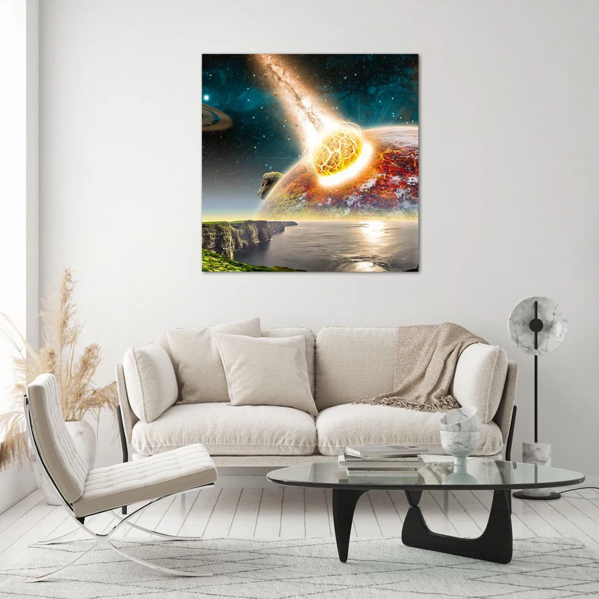 Billede på glas - Kosmisk drama - 30x30 cm