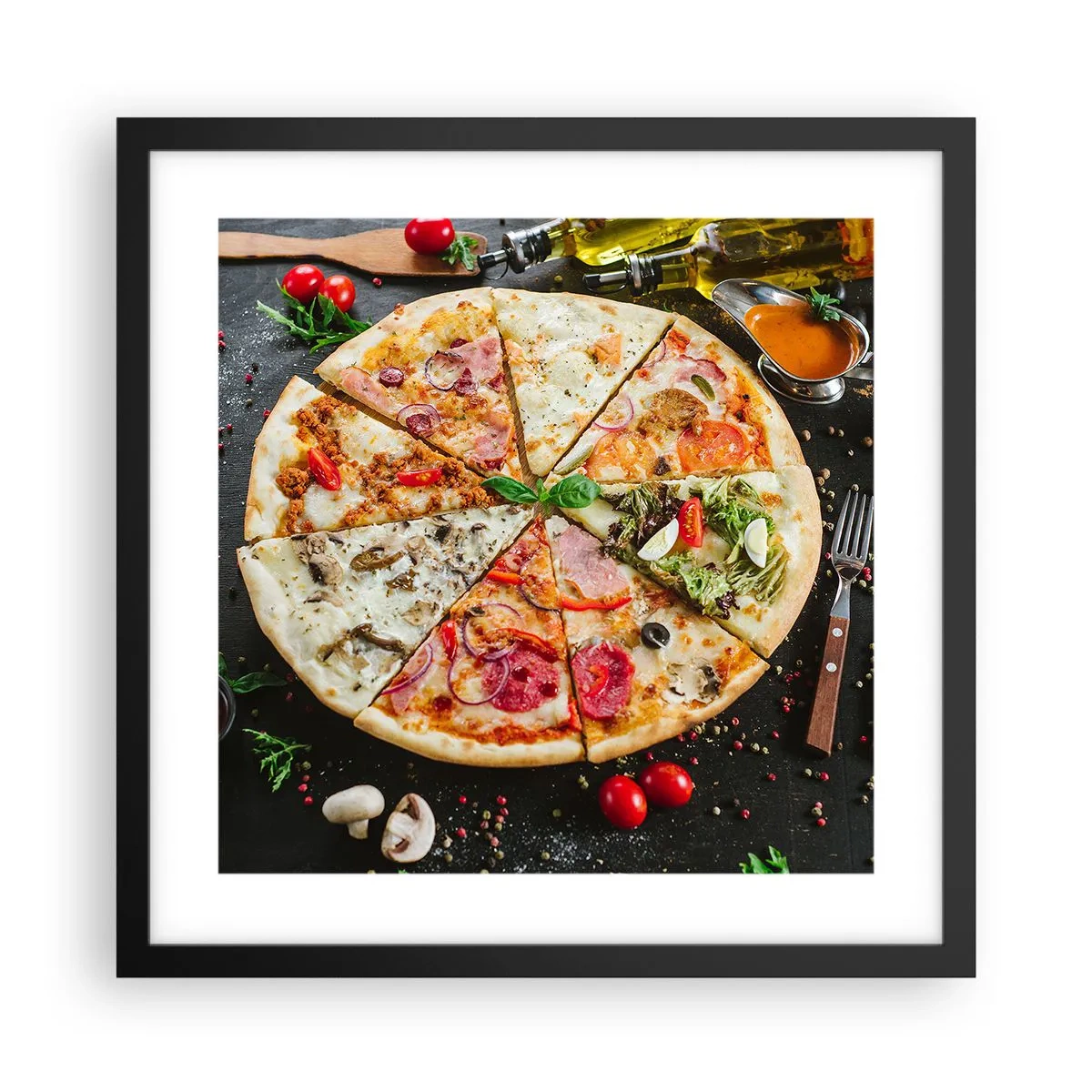 Plakat i sort ramme - Et udvalg af smagsvarianter - 40x40 cm