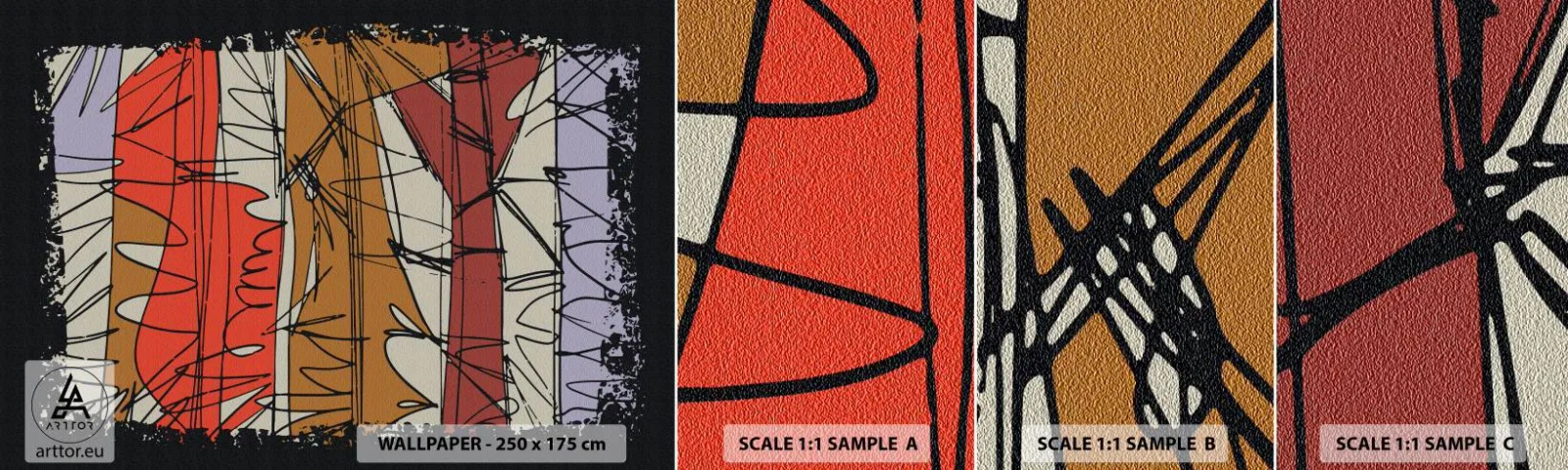 Fototapet Prøve Standard Eco - Spontan komposition - Abstraktion, Stykke, Skriblerier - 100x30 cm